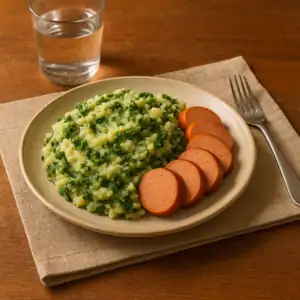 Plantaardige diner recepten 7 Boerenkoolstamppot met vegan rookworst