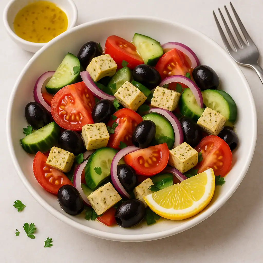 Mediterrane Salade met Tofu-Feta