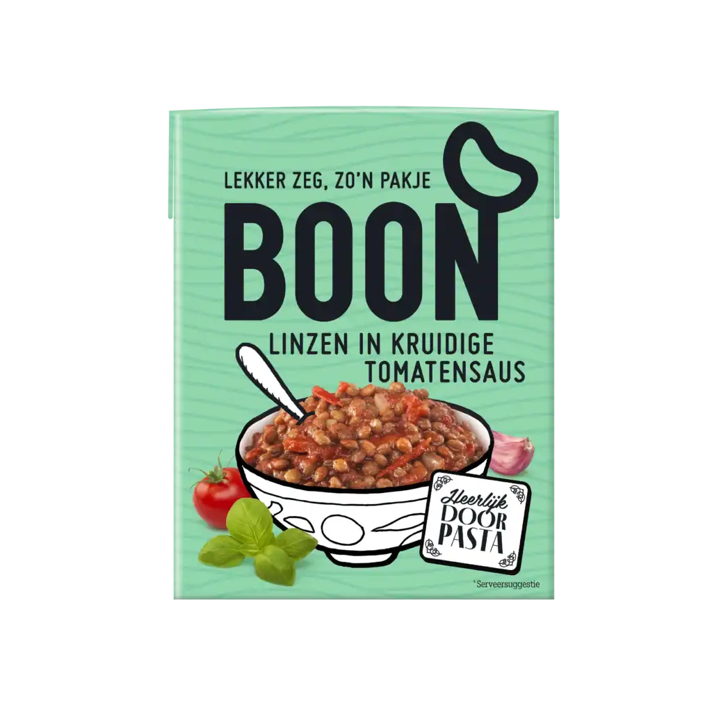 Pakje BOON linzen in kruidige tomatensaus
