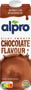 Fles Alpro chocolade sojadrink met rijke chocolade smaak