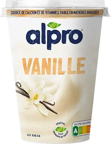 Bakje Alpro vanille yoghurt met vanillezaadjes