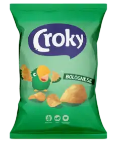 Croky Bolognese Chips met bolognesesmaak en kruidencoating.