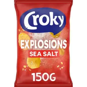 Croky Explosions Sea Salt chips met lichte zeezoutvlokken.