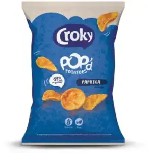 Zak Croky Pop’d Potatoes Paprika met bolvormige paprikachips.