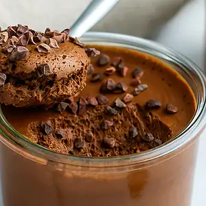 Plantaardige nagerechten recepten 10 Vegan chocolademousse met chocoladeschilfers
