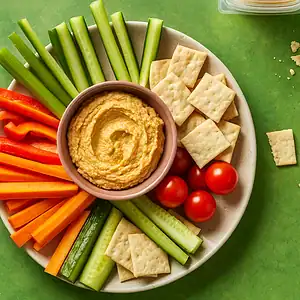 Plantaardige lunch recepten 3 Hummus met rauwkost op schaal
