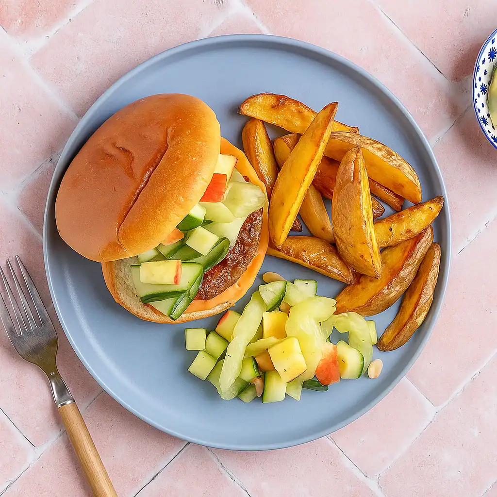 Vegan burger met friet